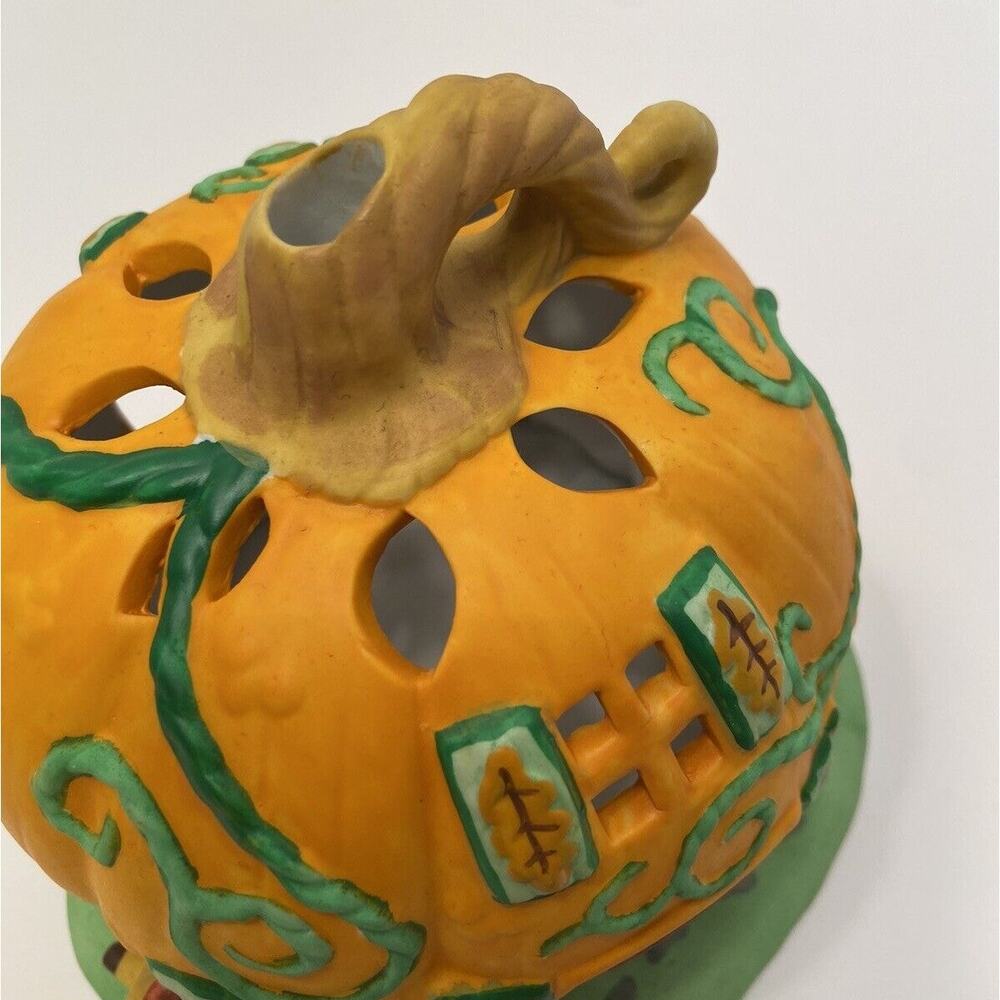 PartyLite Votive Candle Holder Tea Light Pumpkin Patch Elf House Halloween Decor - Picture 6 of 13